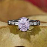 The Celestine Oval Cut Lab Grown Lavender Garnets Ice-crackle Texture Ring