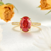 The Luna Oval Cut Lab Grown Fanta Garnets Ice-crackle Texture Ring