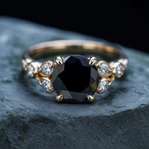 The Katalina 1.5CT Round Cut Black Gemstone Ring