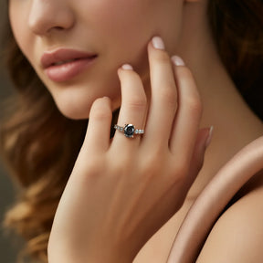 The Celestine 2CT Oval-Cut Black Gemstone Ring