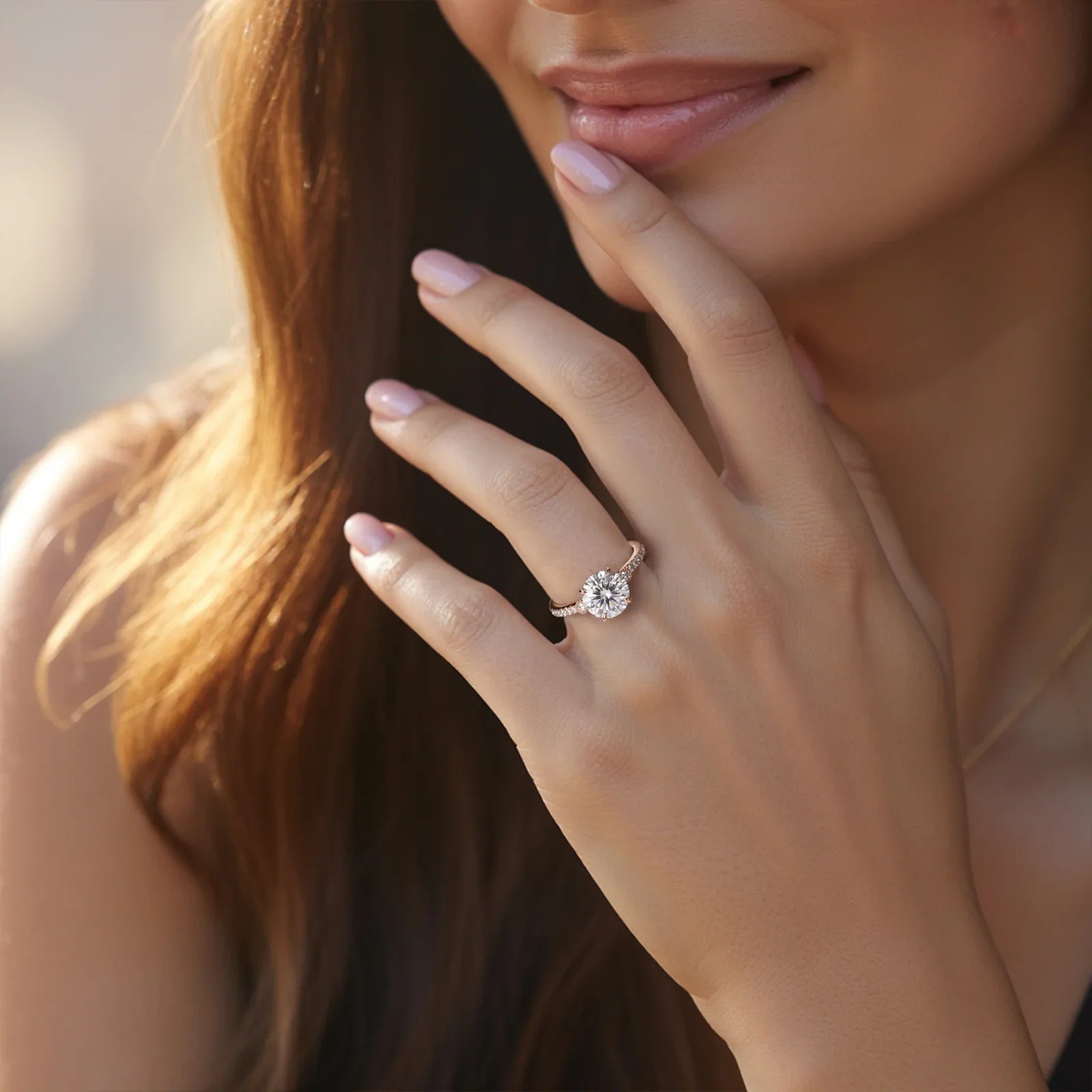 The Luna Round Cut Moissanite Ring