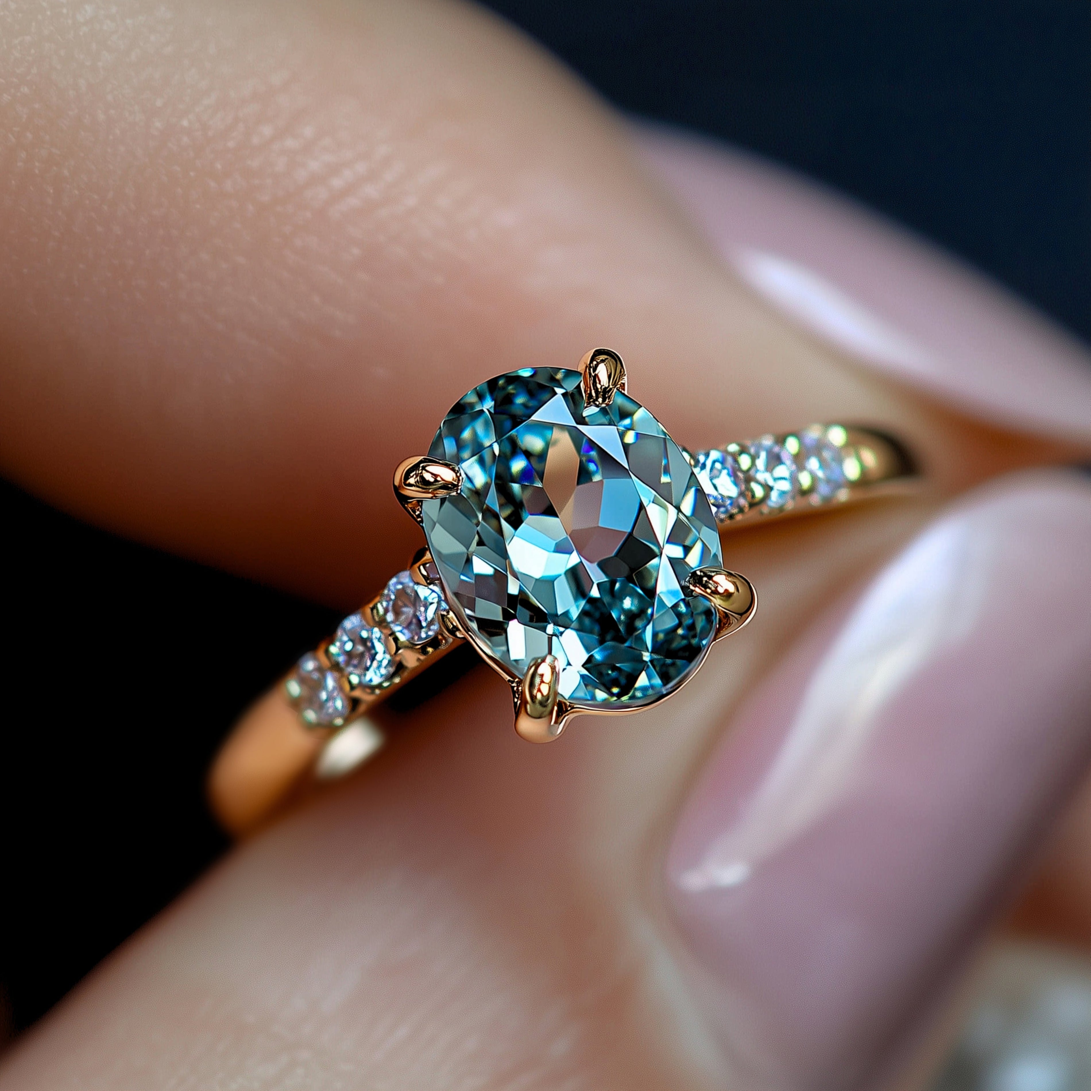 Camille Oval Cut Blue Gemstone Ring