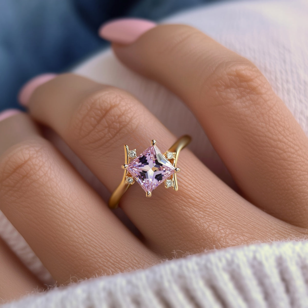 Julissa 1CT Princess-Cut Pink Gemstone Ring