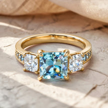 The Crystalline Aura 1CT Princess Cut Blue Gemstone Ring