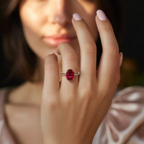 The Opaline 2CT Oval Cut Red Gemstone Ring