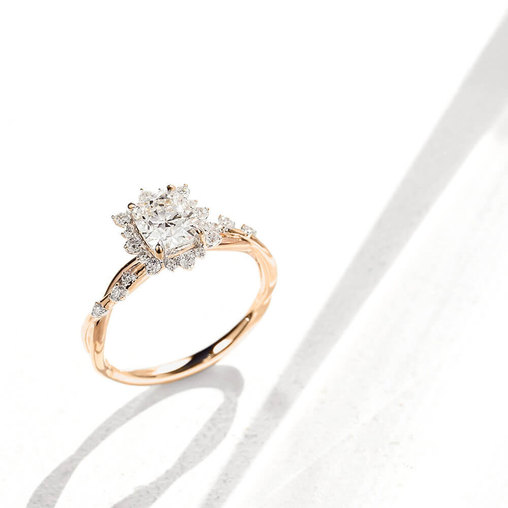 White Cushion Design 2CT Moissanite Engagement Ring