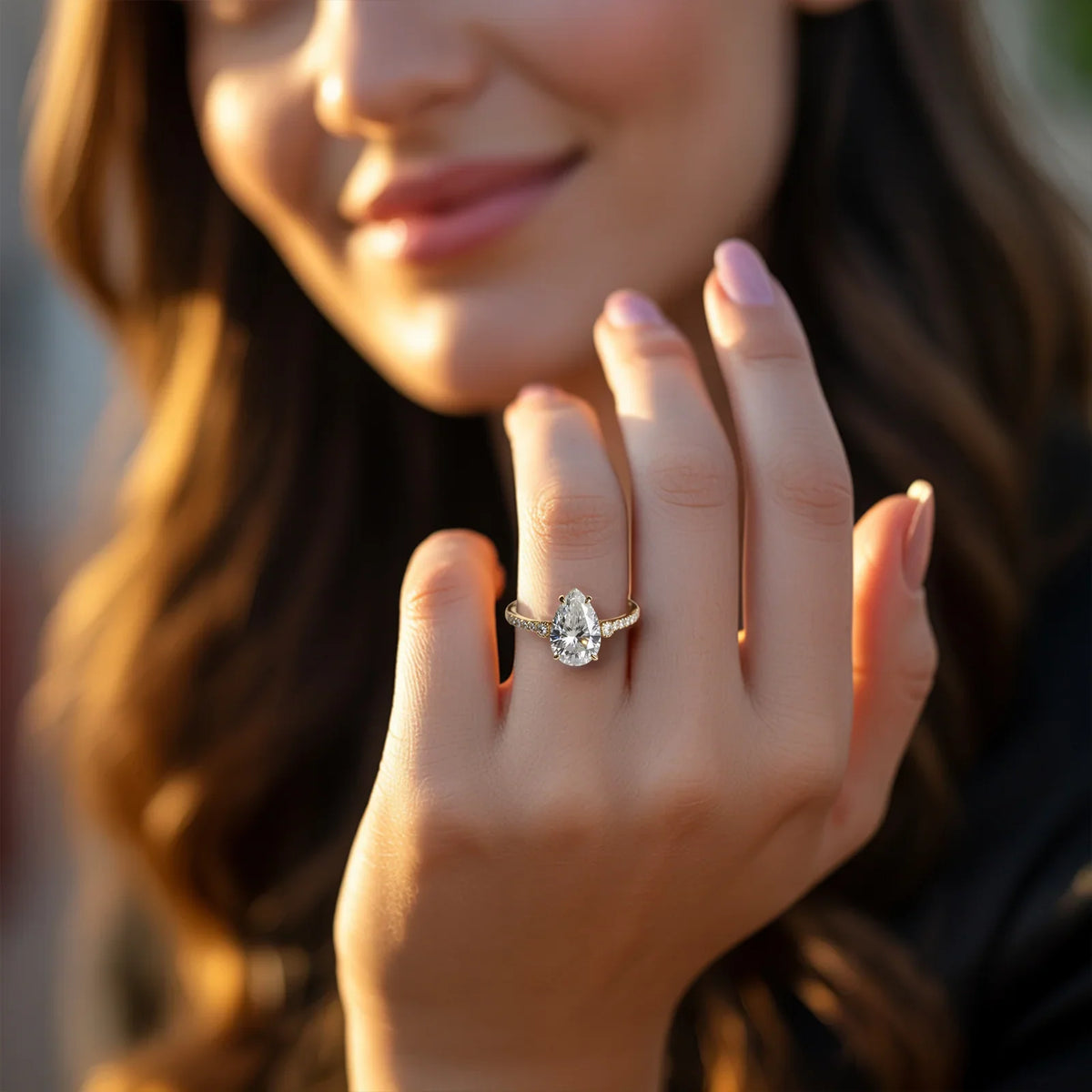 The Luna 2CT Pear Cut Moissanite Ring