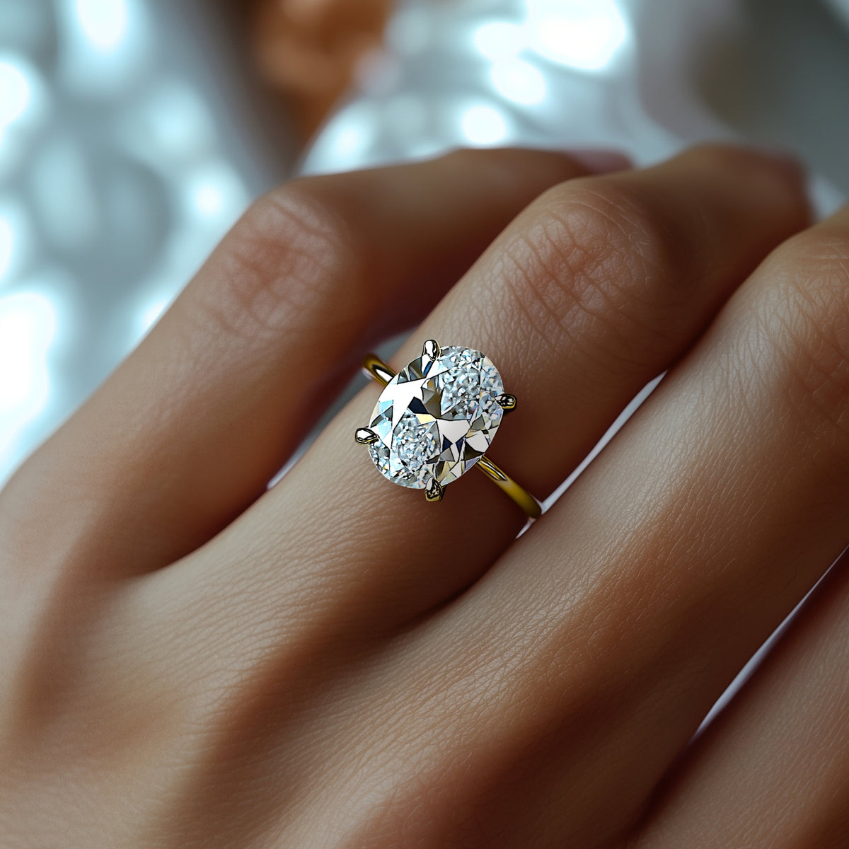 The Bella 3CT Oval Cut Moissanite Ring