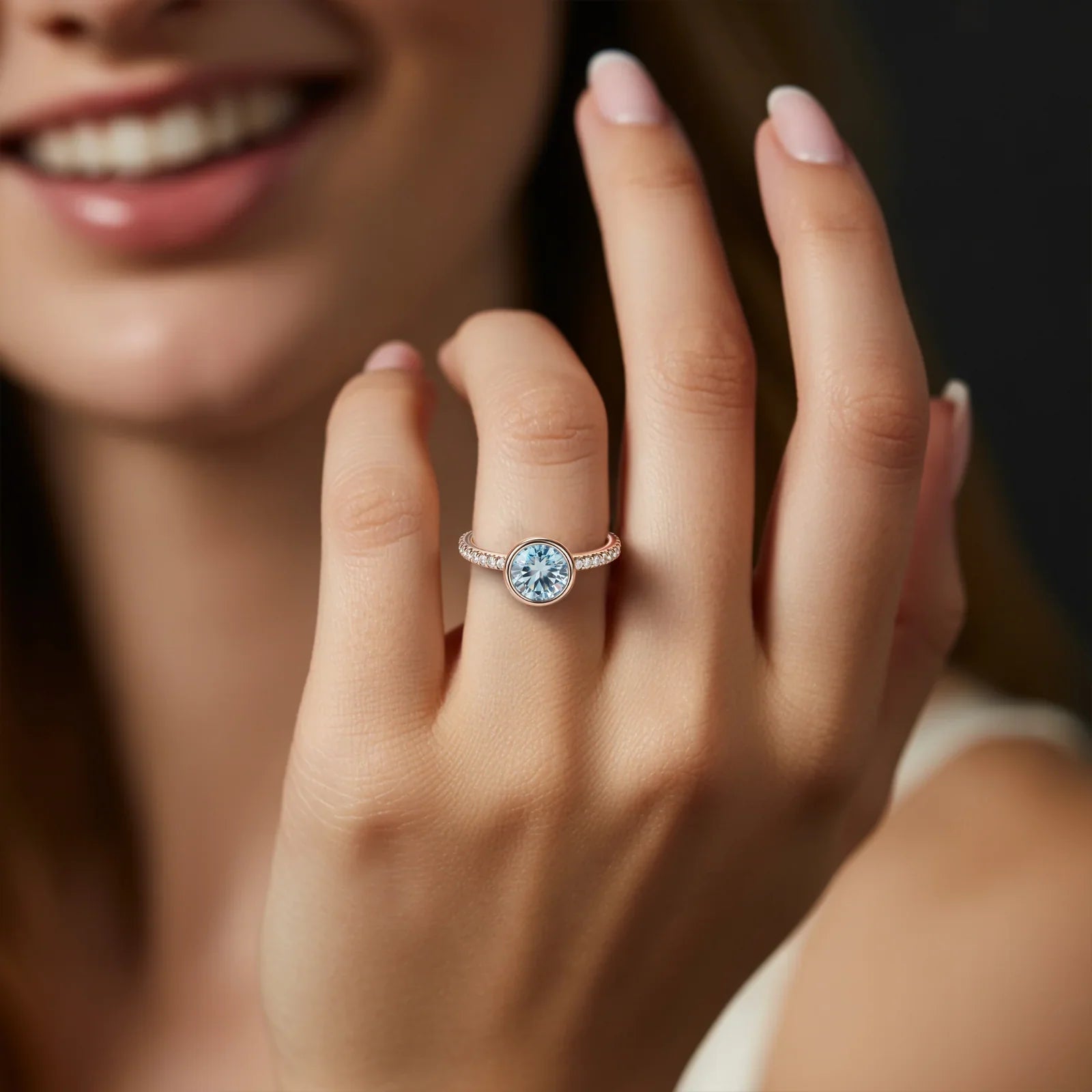 The Selene Round-Cut Blue Gemstone Ring