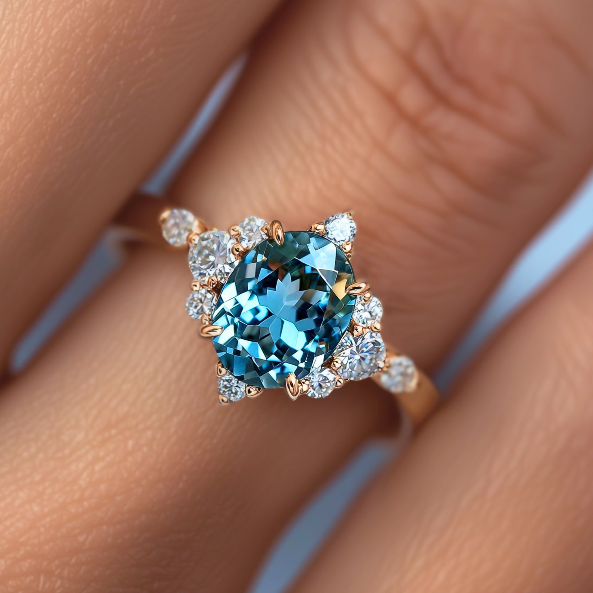 Carlotta Ring mit ovalem, blauem Edelstein