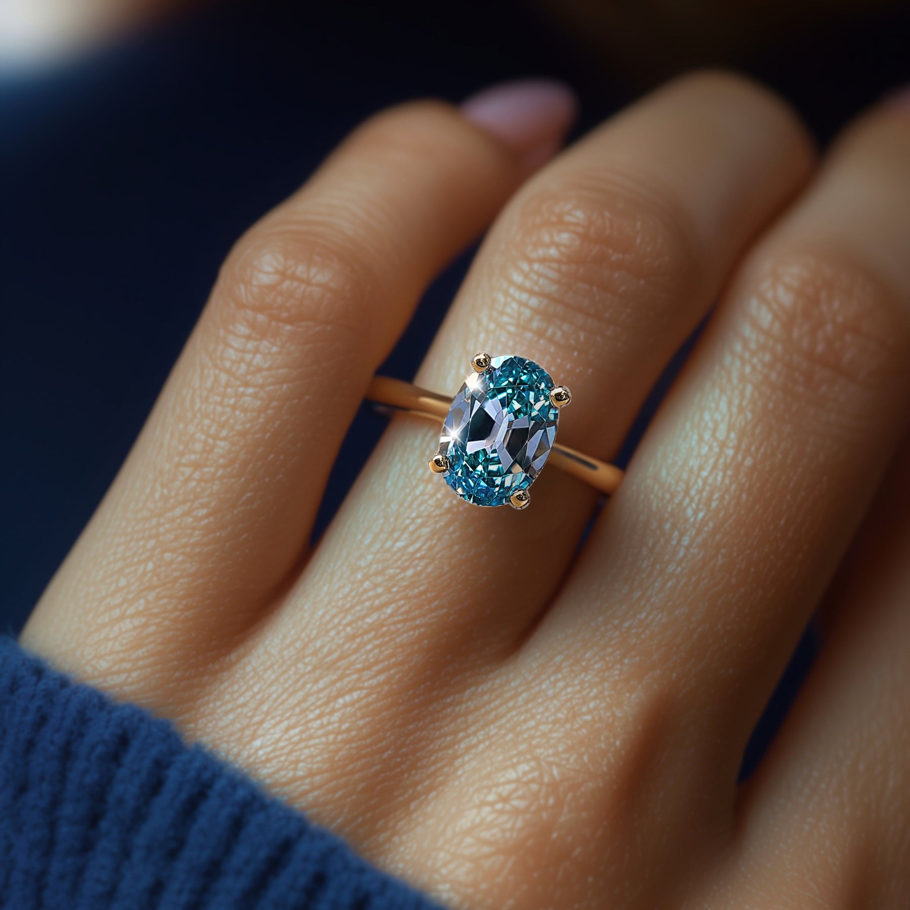 Bianca 2CT Oval Cut Green Gemstone Ring