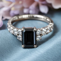 The Adelina Rae 2CT Emerald Cut Black Gemstone Ring