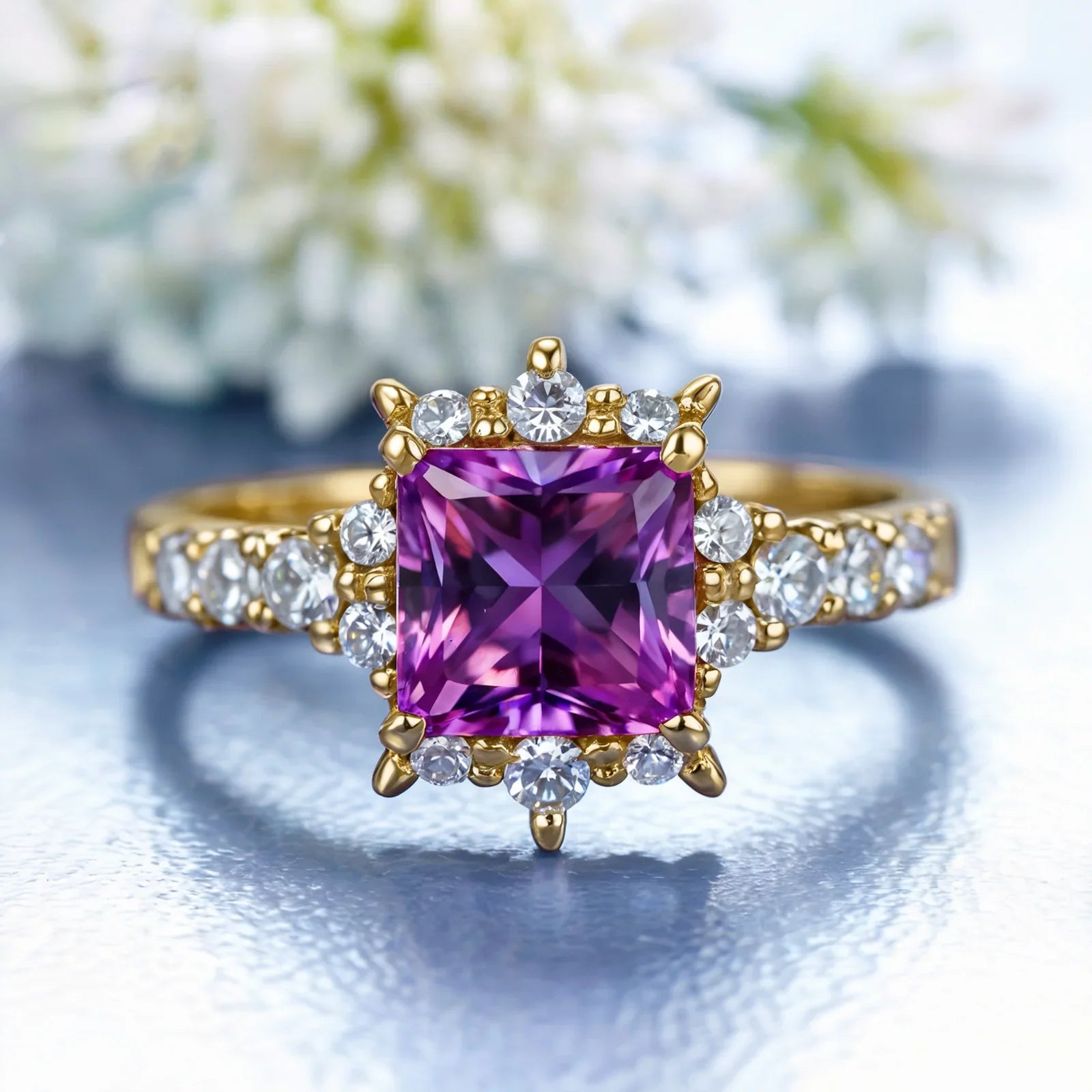 The Caterina 1CT Princess Cut Purple Gemstone Ring