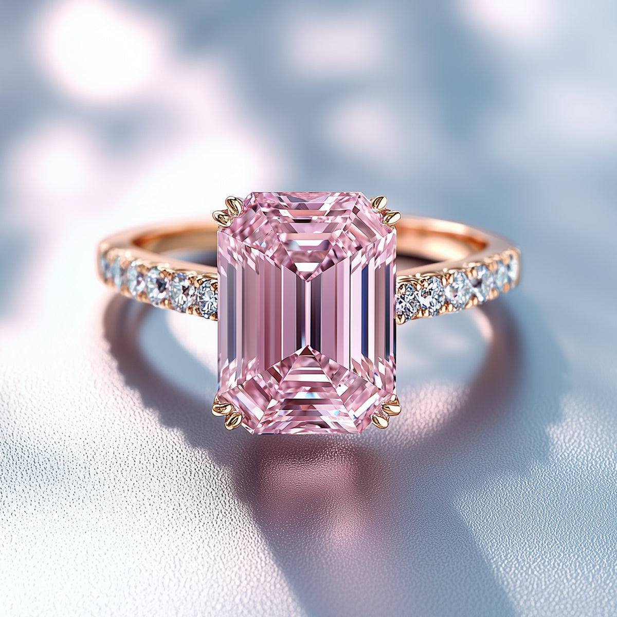 Elisa 2CT Emerald Cut Luxe Pink Gemstone Ring