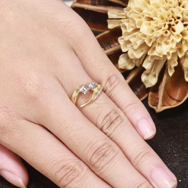 Nature Lily of Valley Floral Round Cut Moissanite Engagement Ring