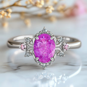 Valoria Oval Vintage Lab Grown Rose Sapphire Ring