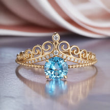 Bethany 1.5CT Round Cut Tiara-inspired Blue Gemstone Ring