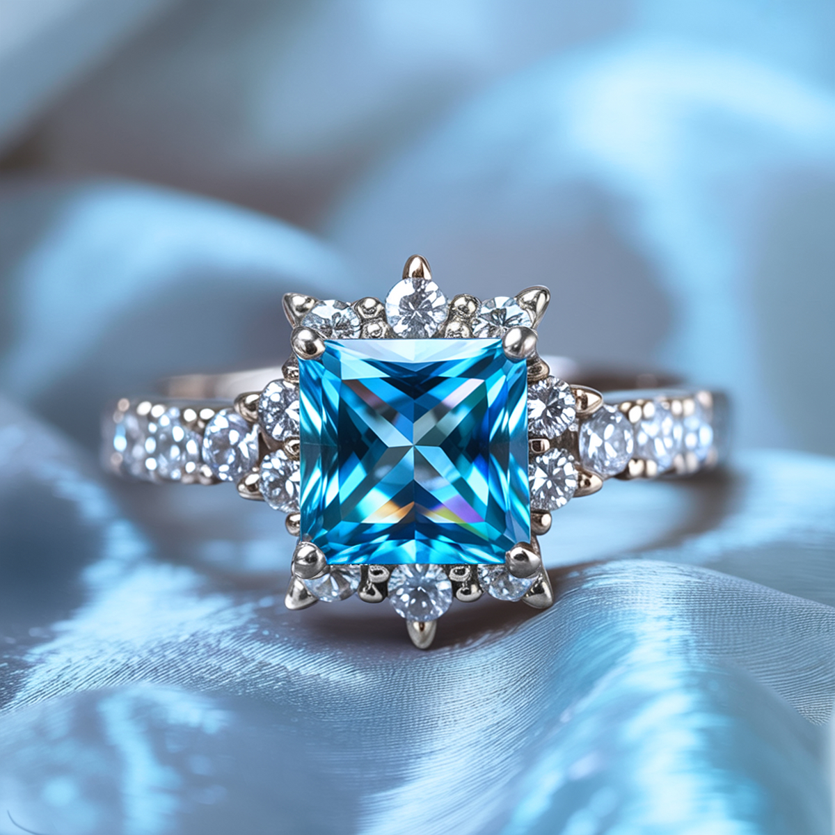 Caterina 1CT Princess Cut Blue Gemstone Ring