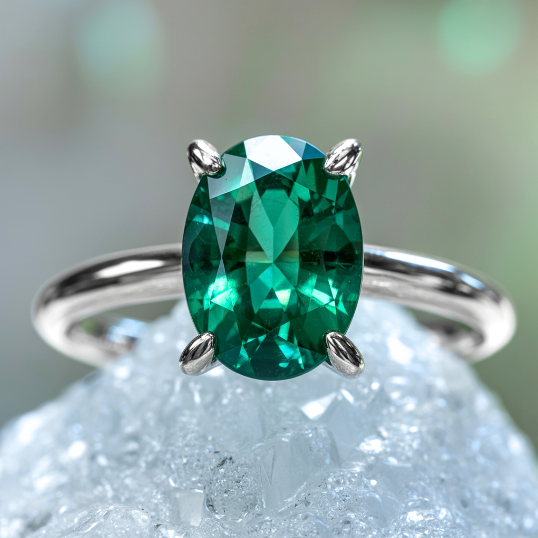 Dariana 1CT Oval Cut Green Gemstone Ring