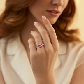 The Celestine 2CT Oval Cut Pink Gemstone Ring