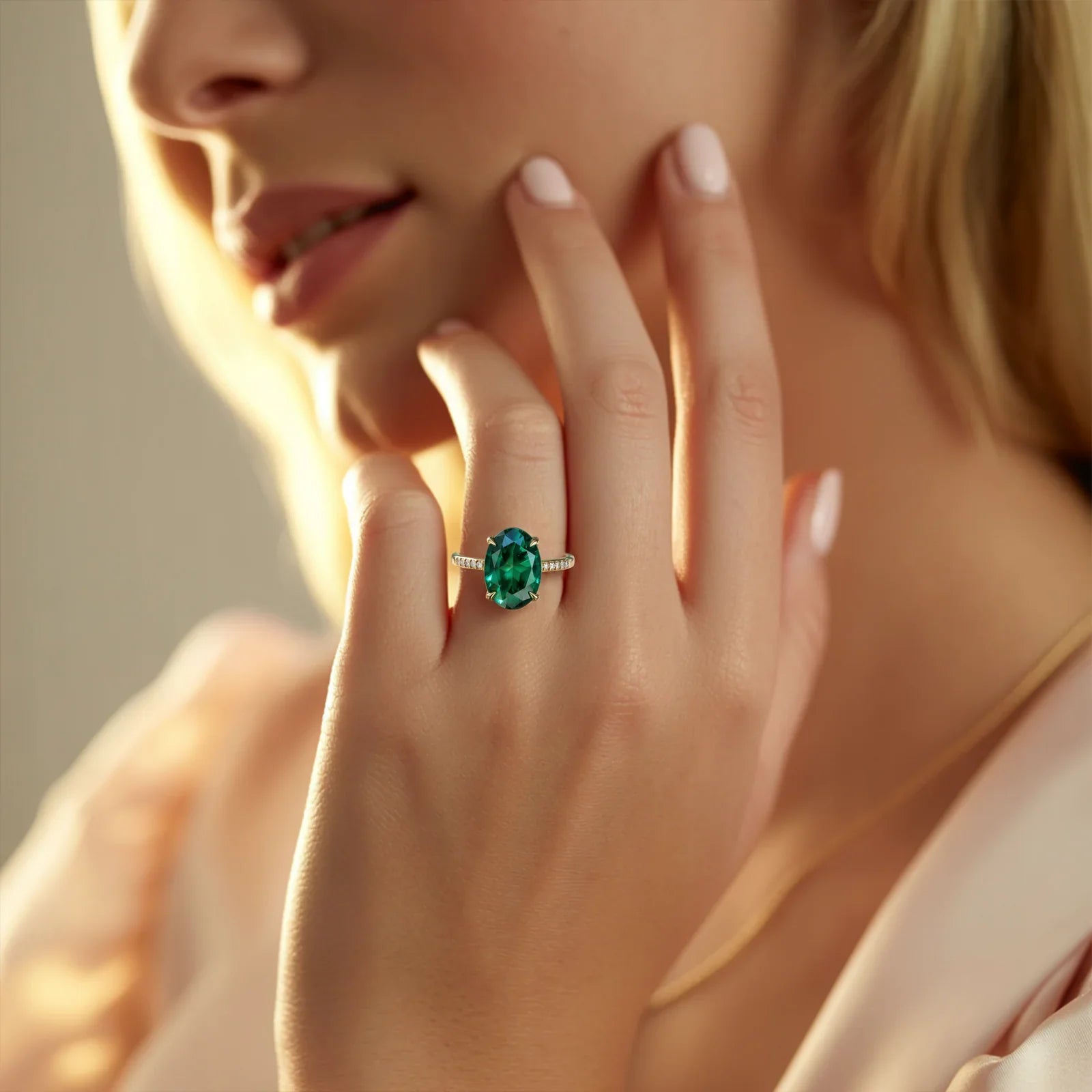 The Opaline Oval Cut Green Gemstone Ring