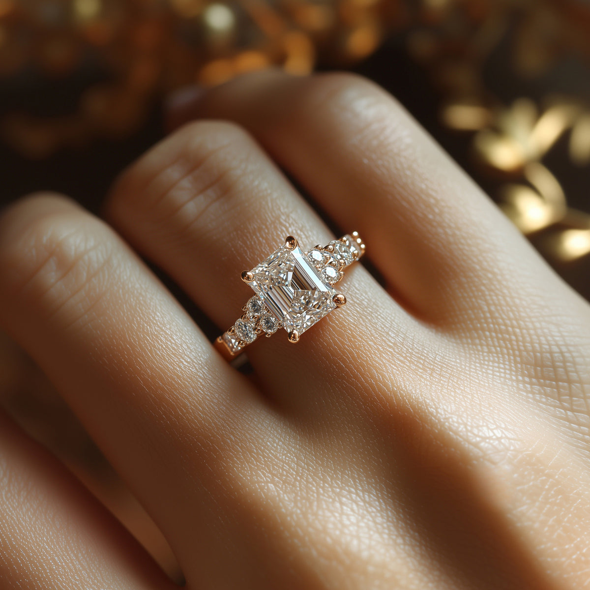 The Adelina Rae 2CT Emerald Cut Moissanite Ring