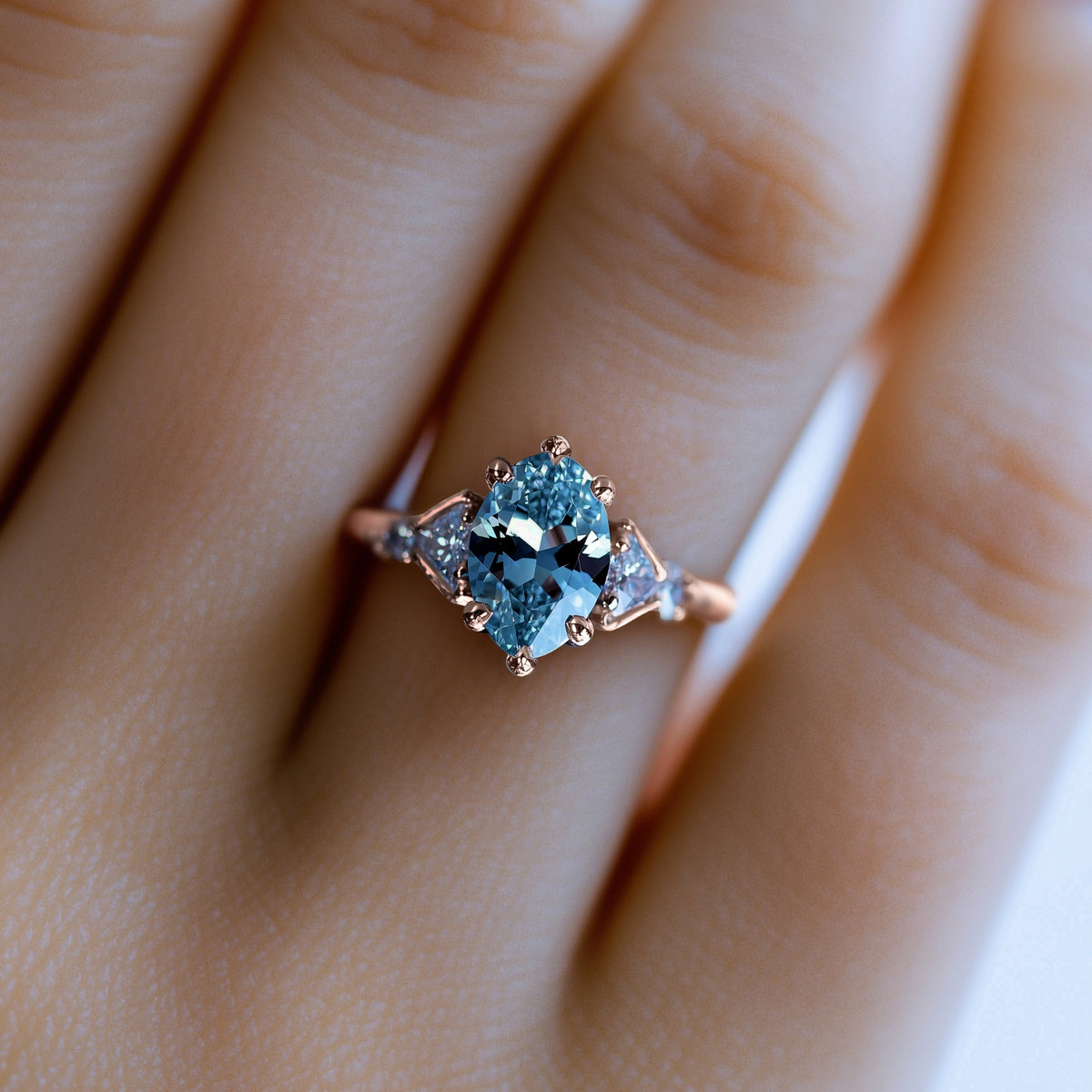 Aurora Belle 2CT Oval Cut Blue Gemstone Ring