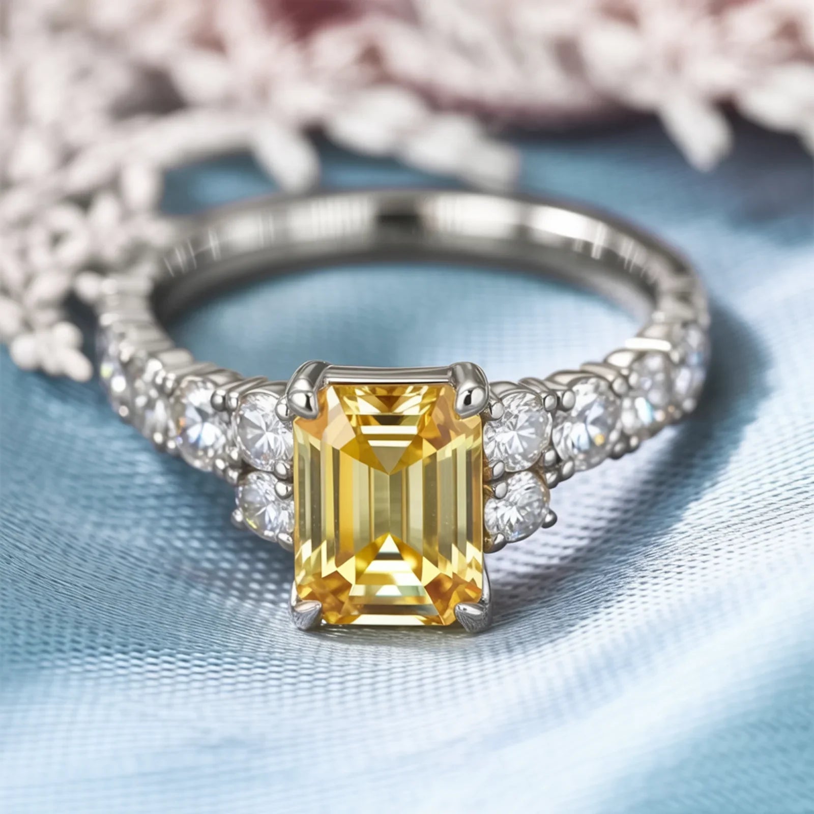 The Adelina Rae Emerald Cut Yellow Gemstone Ring