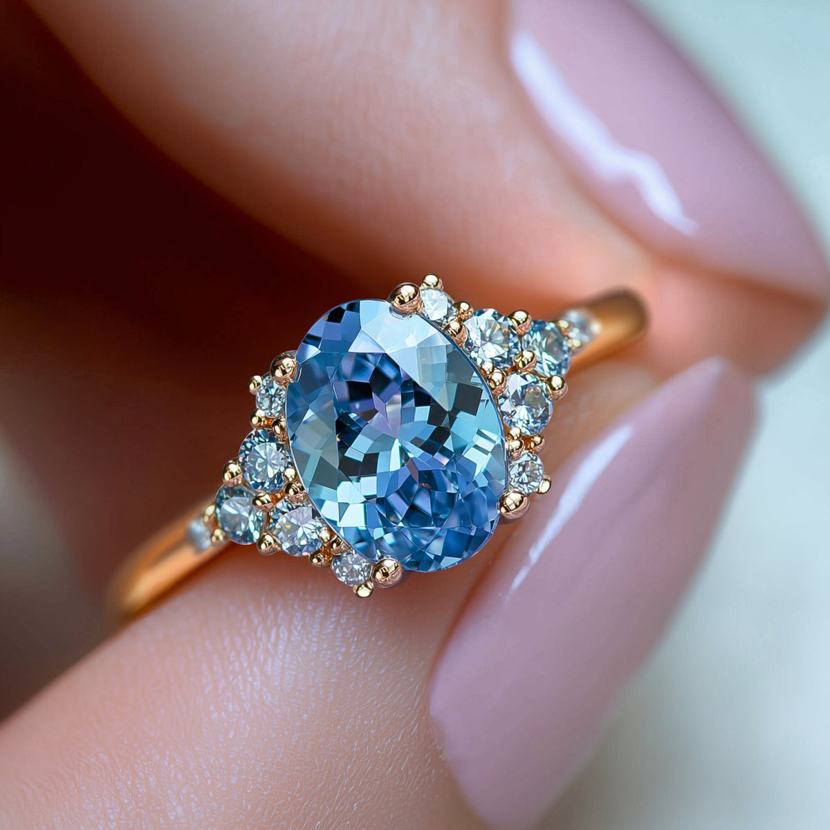 Lillian 2CT Oval Cut Blue Gemstone Ring