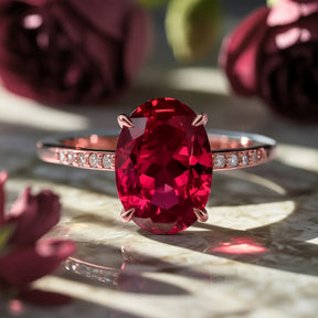 The Opaline 2CT Oval Cut Red Gemstone Ring