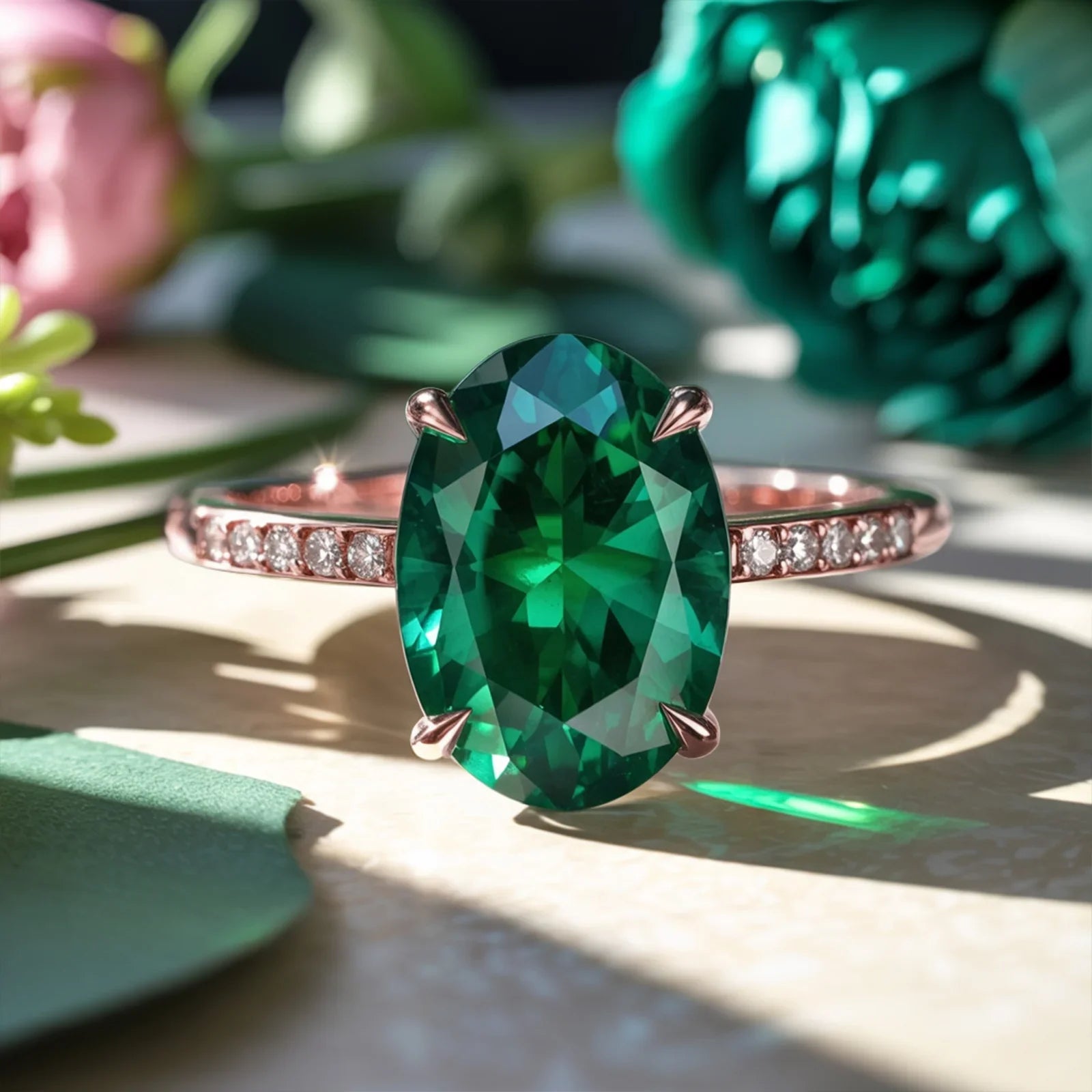 The Opaline Oval Cut Green Gemstone Ring