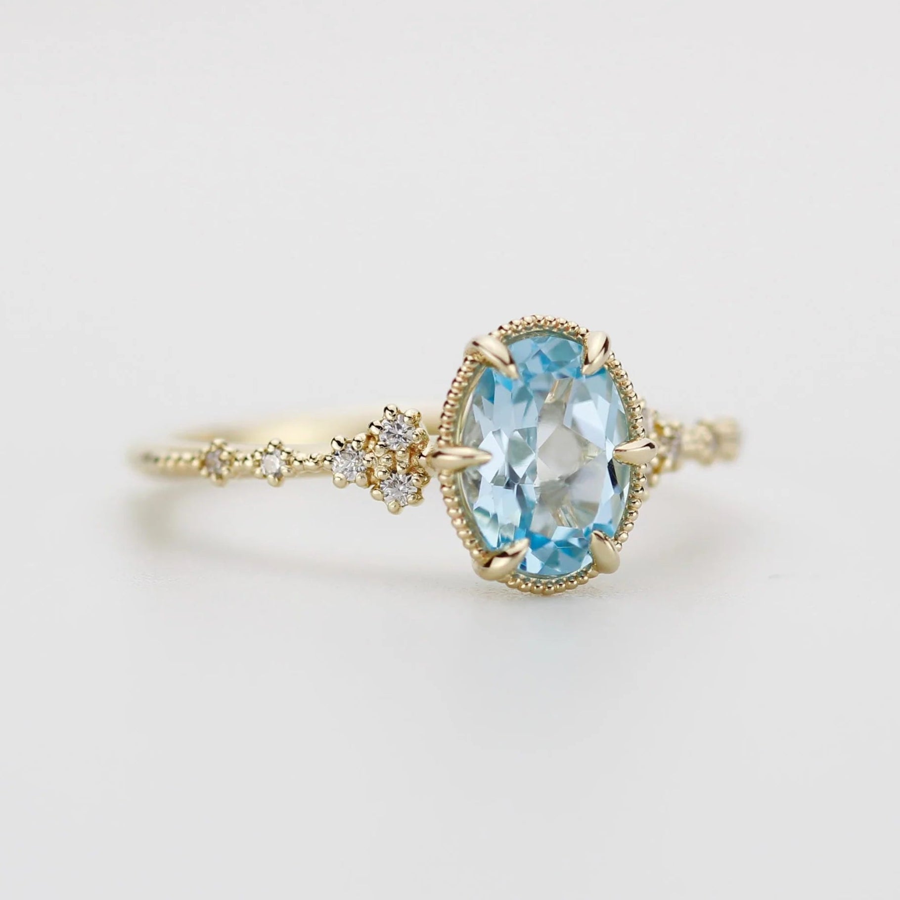 Dainty Oval Cut Topaz Engagement Ring