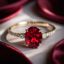 The Luna 2CT Oval-Cut Red Gemstone Ring