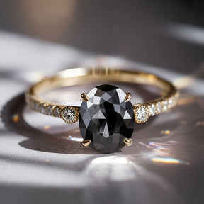 The Luna 2CT Oval-Cut Black Gemstone Ring