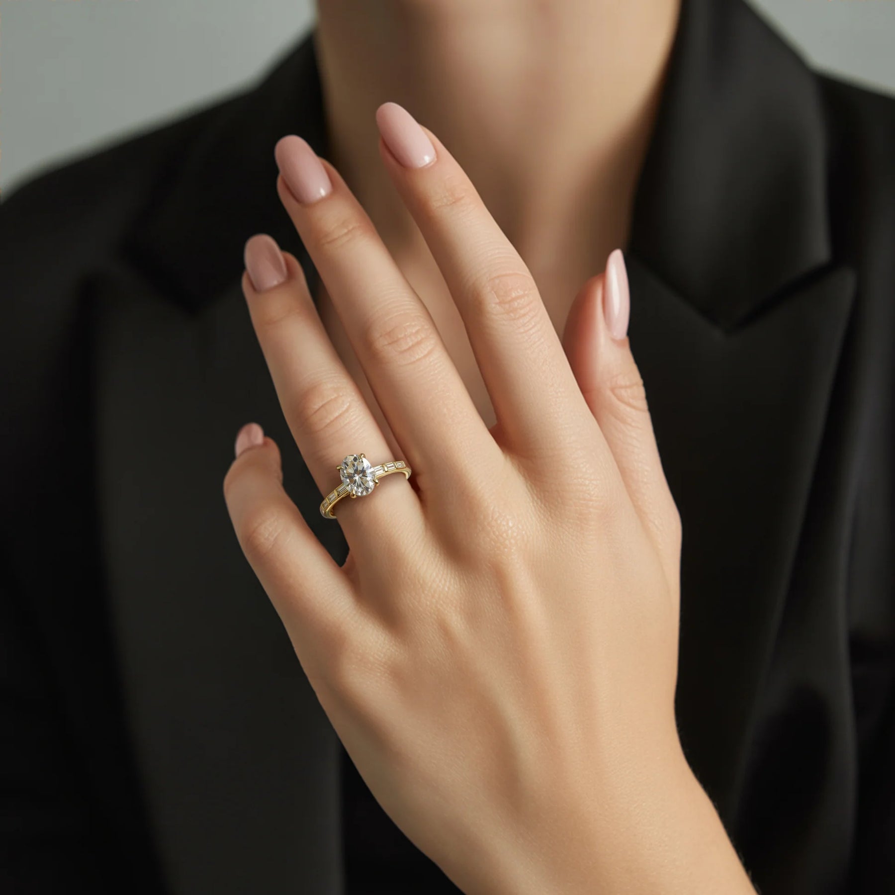 The Celeste Oval Cut Moissanite Ring