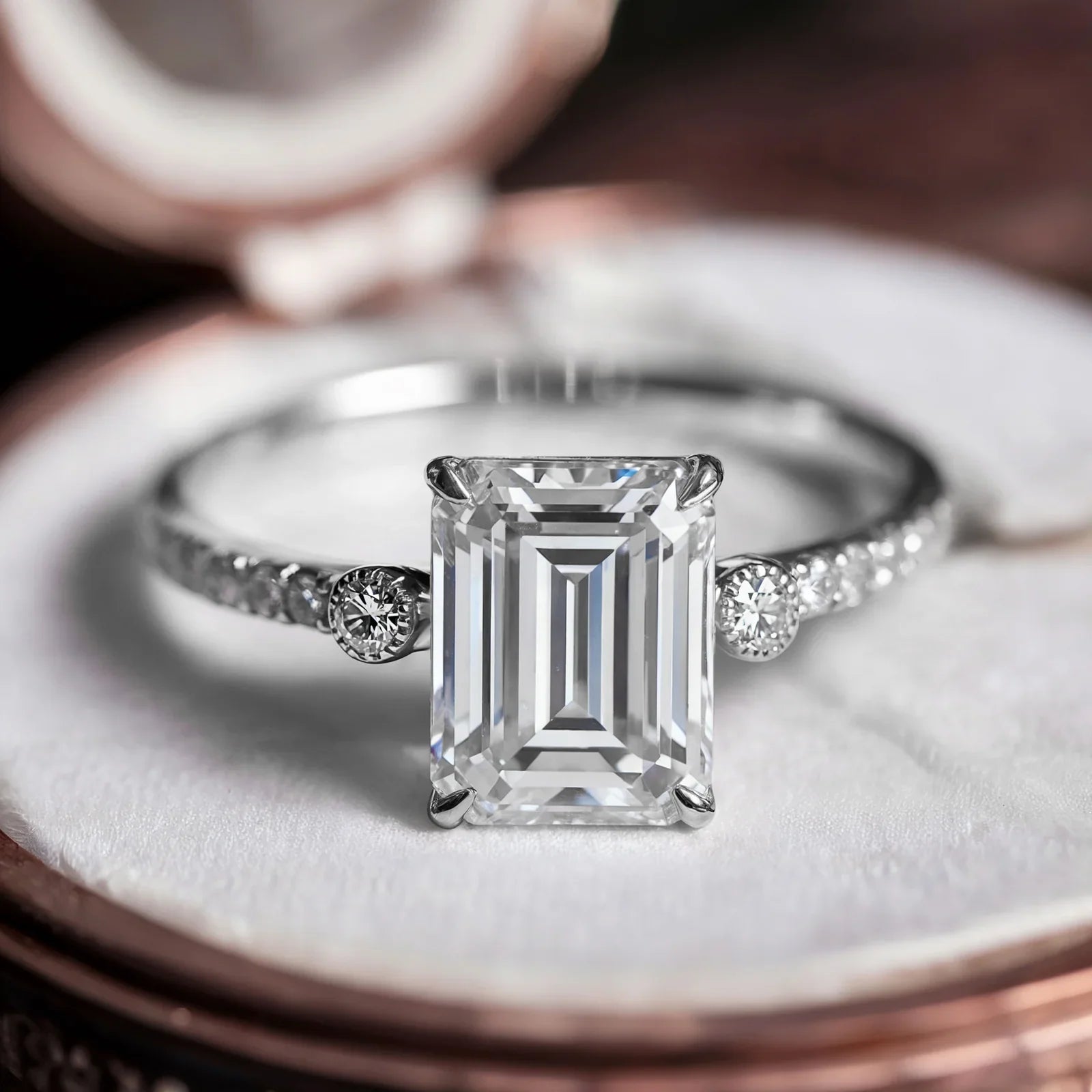 The Luna Emerald Cut Moissanite Ring