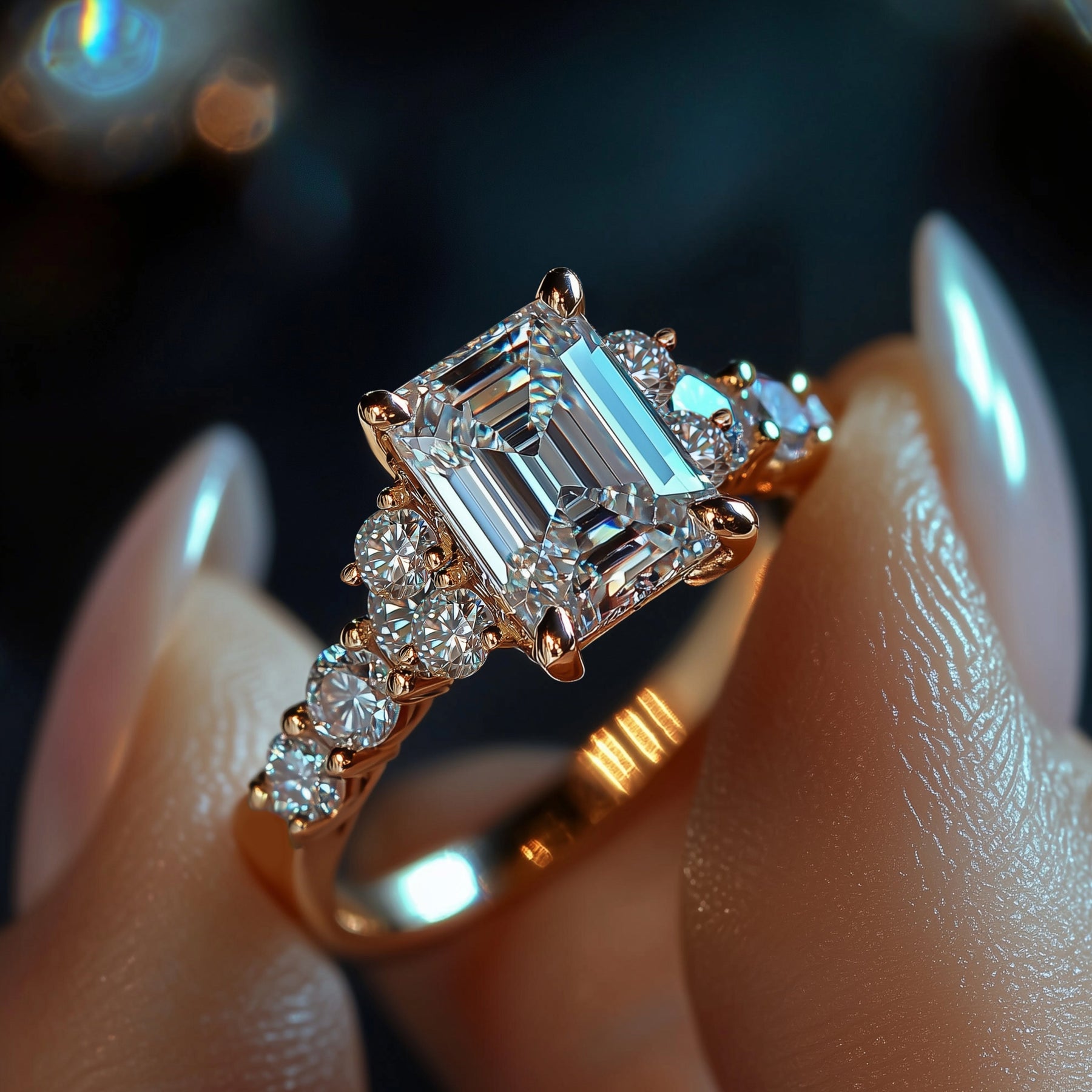 The Adelina Rae 2CT Emerald Cut Moissanite Ring