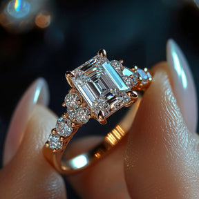 The Adelina Rae 2CT Emerald Cut Moissanite Ring