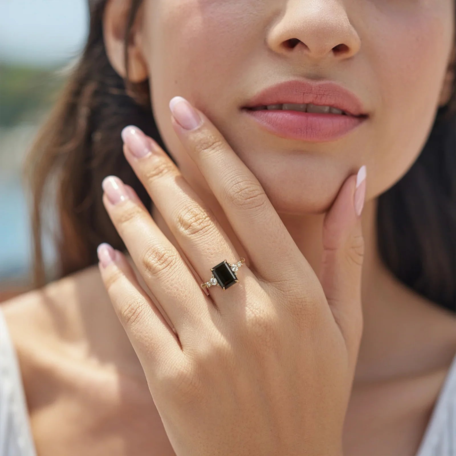 The Bella Jewel Emerald Cut Black Gemstone Ring