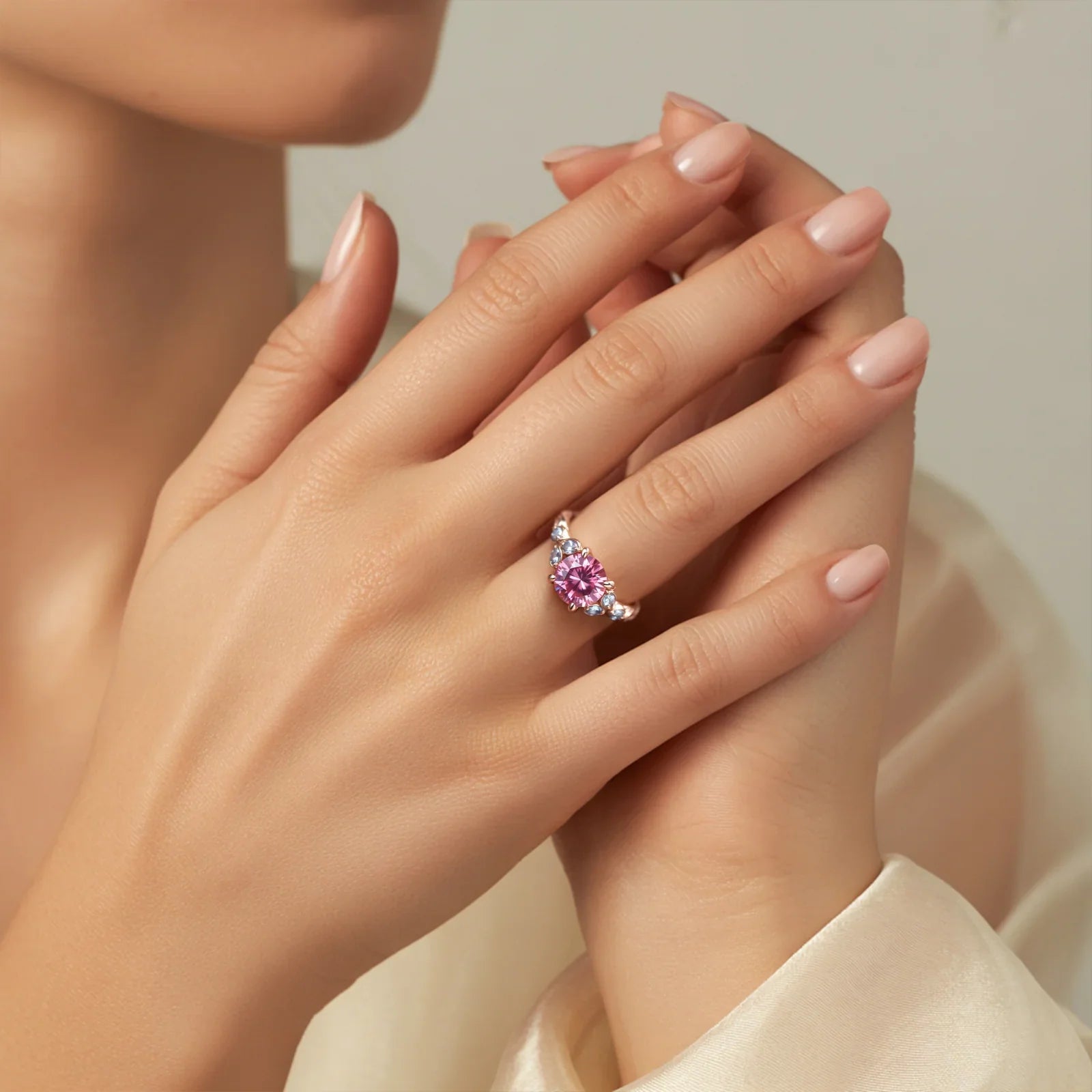The Katalina Round Cut Pink Gemstone Ring