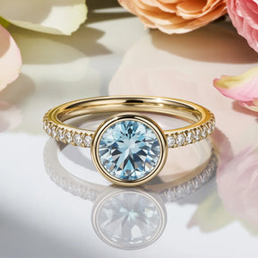The Selene  2CT Round-Cut Blue Gemstone Ring