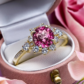 Bethany Round Cut Pink Gemstone Ring