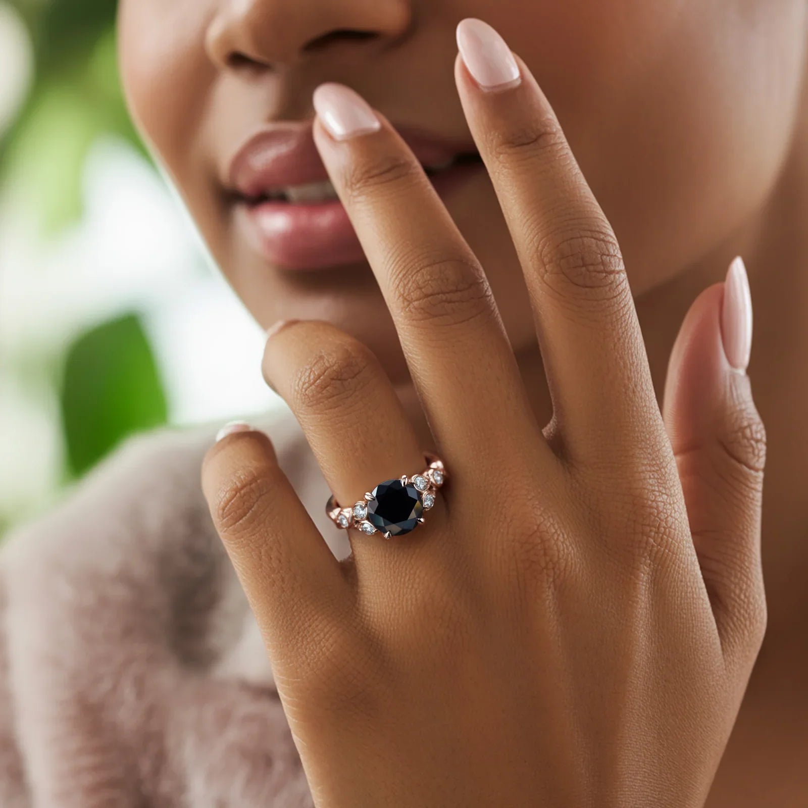 The Katalina 1.5CT Round Cut Black Gemstone Ring