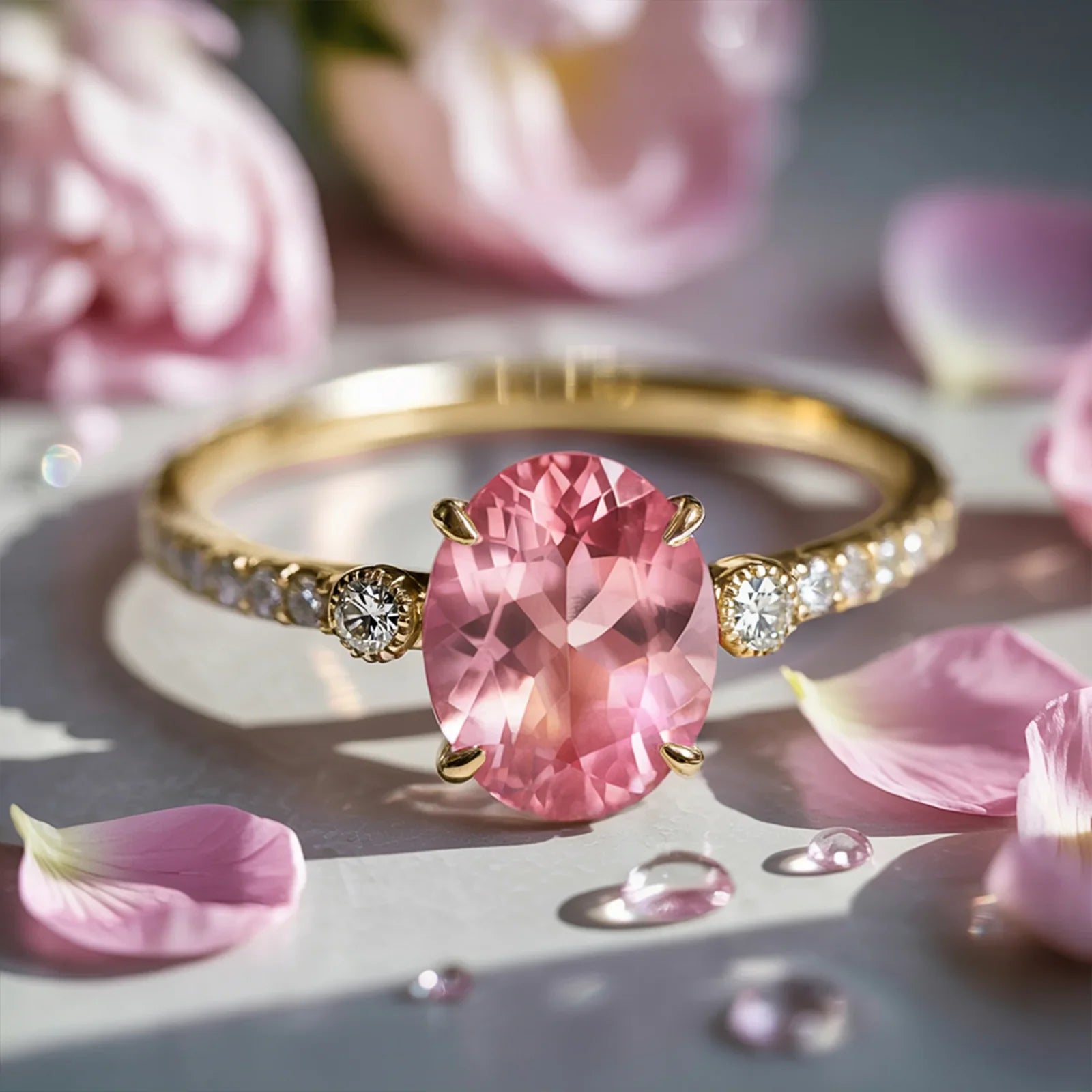 The Luna Oval Cut Pink Gemstone Ring