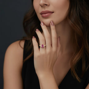 Seraphira  Emerald-Cut Pink Gemstone Ring