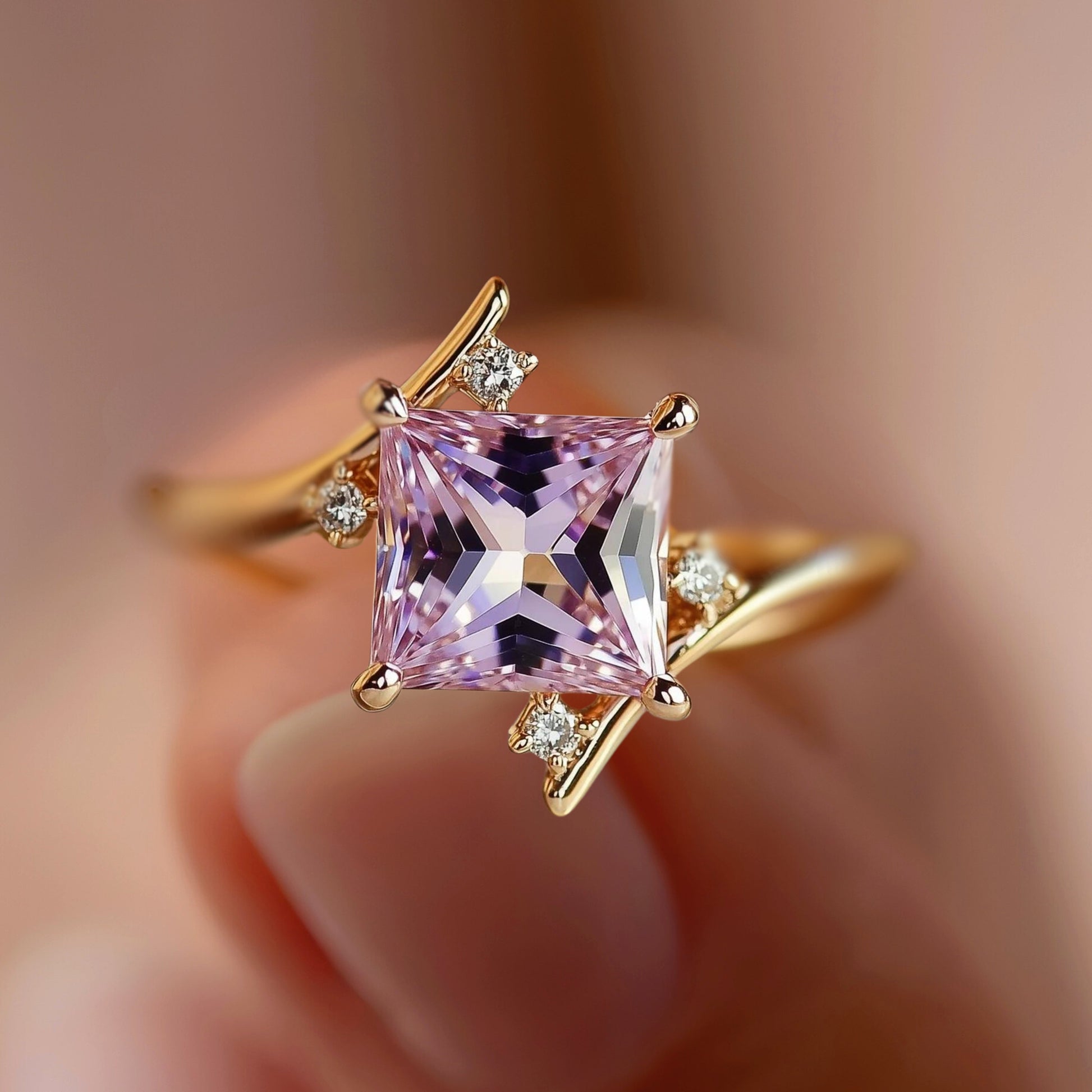 Julissa Princess-Cut Pink Gemstone Ring