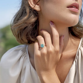 The Bella 2CT Emerald Cut Blue Gemstone Ring