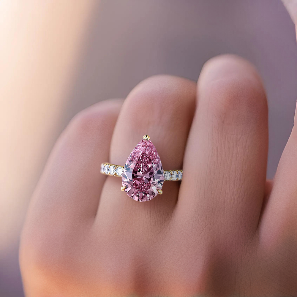 Celina Pear Cut Pink Gemstone Ring
