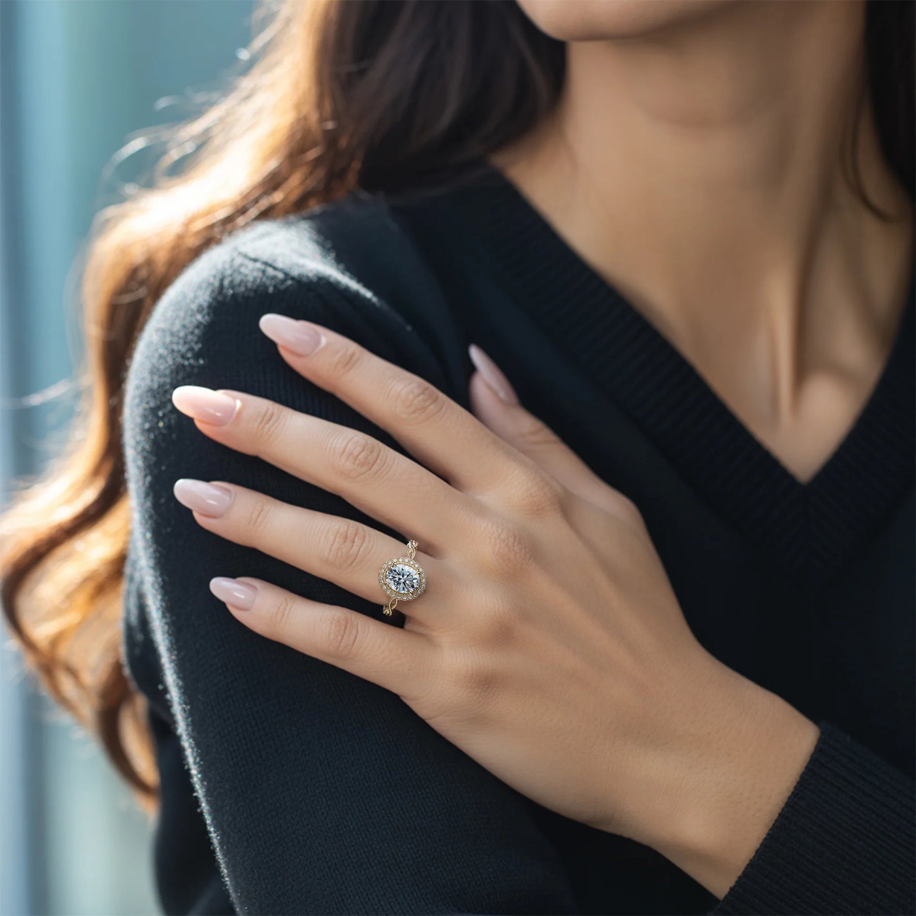 The Rosalind Oval Cut Moissanite Halo Ring