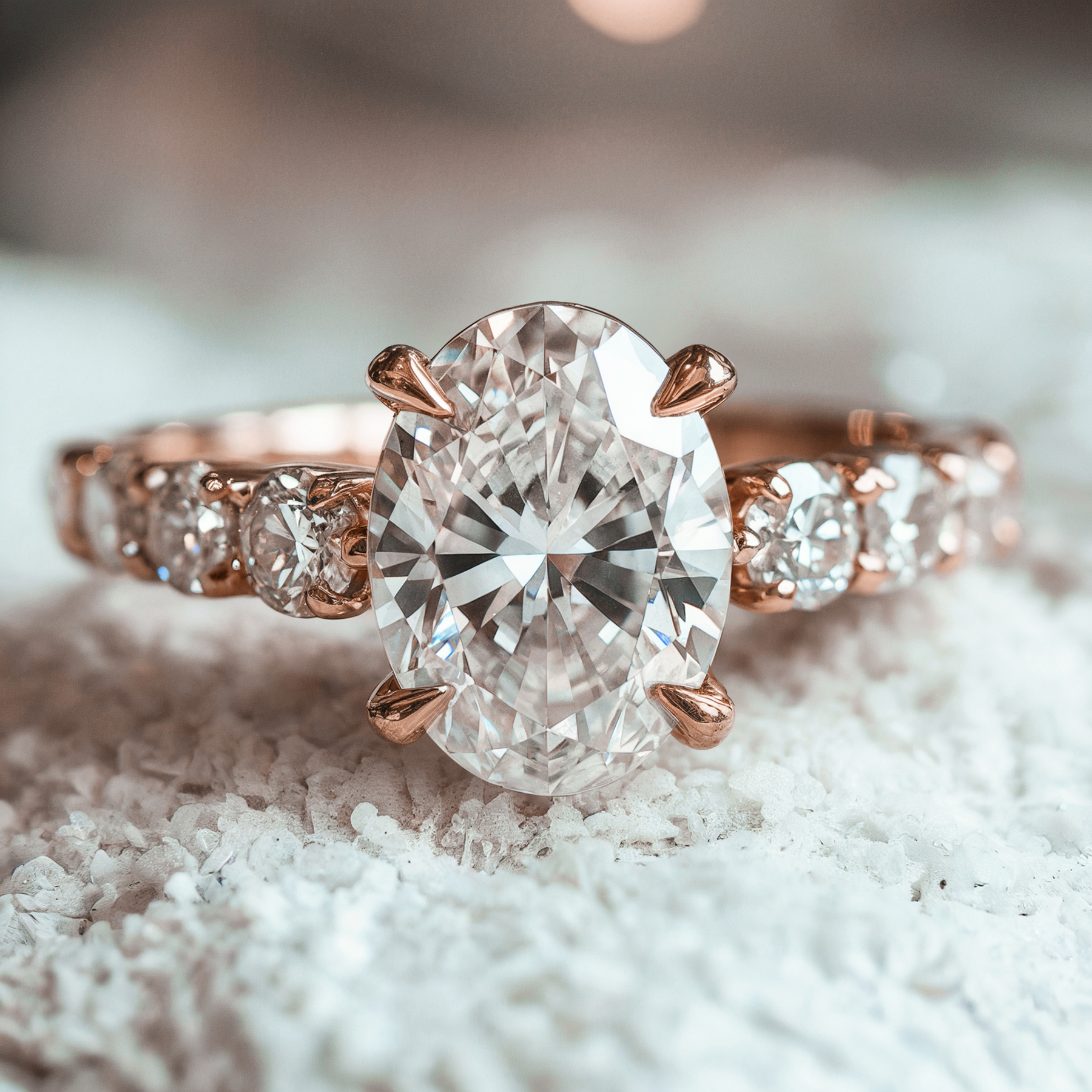 The Celestine 3CT Oval Cut Moissanite Ring